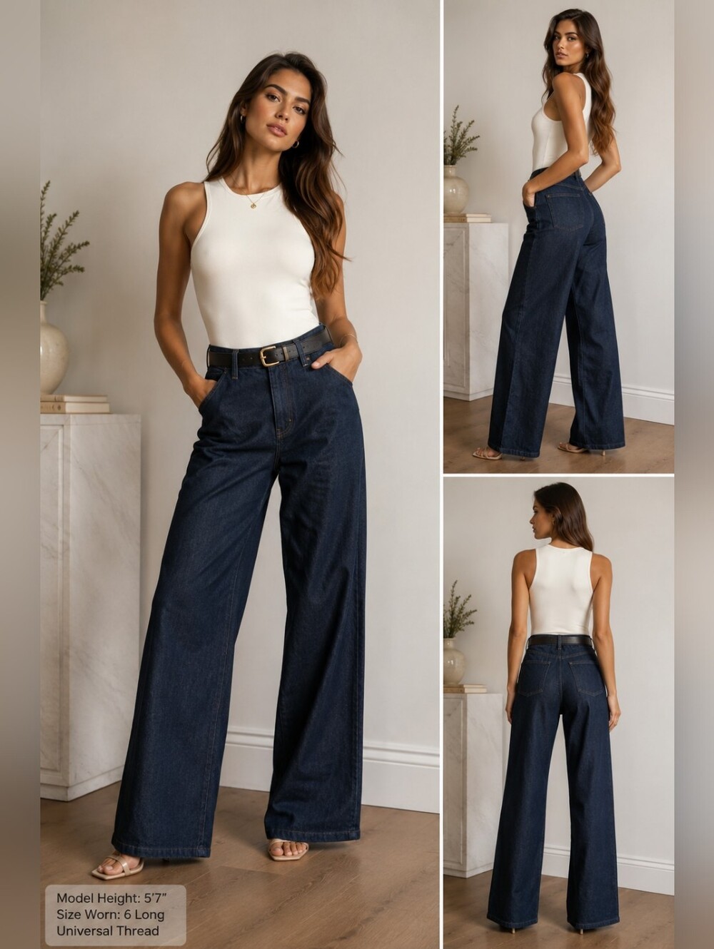 Universal Thread 99% Cotton- High Rise Wide Leg Jeans- 6L